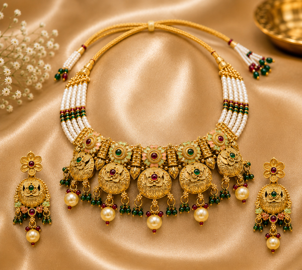 Gold Plated Traditional Choker Necklace Set