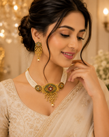 MB Exim Royal Heritage Pearl Choker Jewellery Set with Earrings for Women