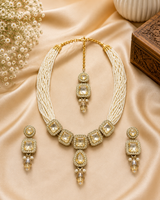 Traditional Pearl Kundan Necklace Set with Earrings & Maang Tikka