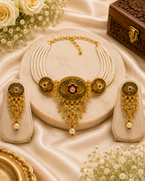 MB Exim Royal Heritage Pearl Choker Jewellery Set with Earrings for Women
