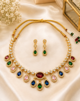 Gold Plated Multicolor Stone Necklace