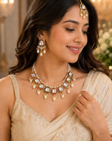 Premium Gold Plated Traditional Choker Necklace Set with Earrings for Women