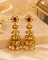 Premium Gold Plated Ruby Jhumka Earrings