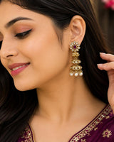 Premium Gold Plated Ruby Jhumka Earrings