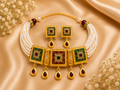Traditional Meenakari Pearl Choker Necklace Set with Earrings for Women | Gold Plated