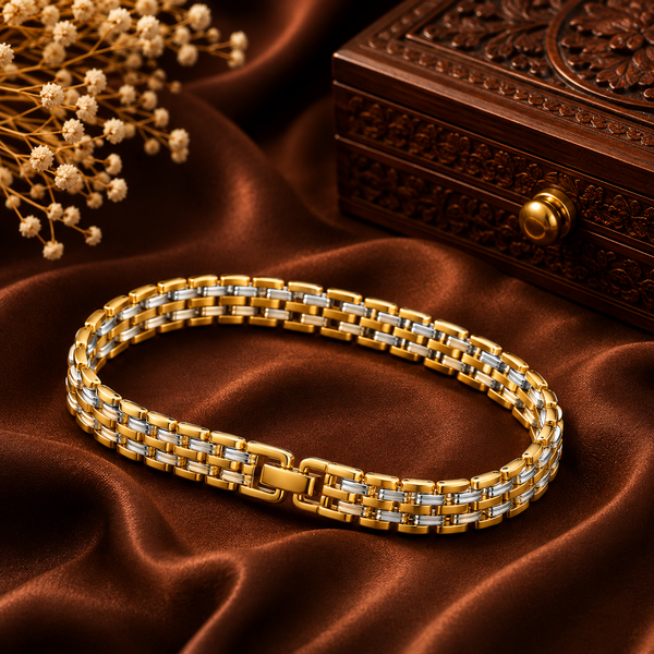 Gold and Silver Stylish Designer Men's Chain Bracelet | Premium Fashion Bracelet for Men