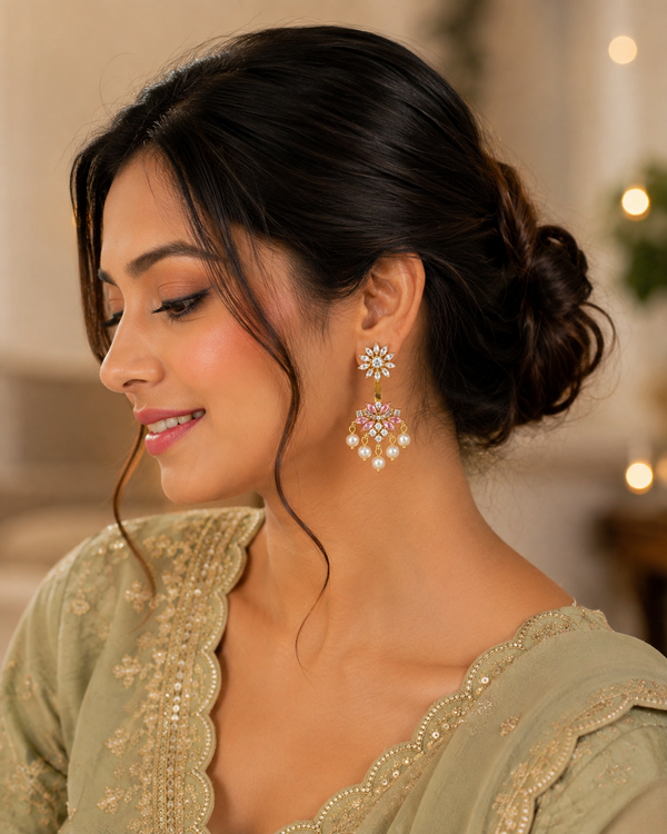 Premium Gold Plated Pearl Drop Earrings for Women – Elegant Party & Festive Wear