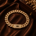 Premium Gold Plated Diamond Look Cuban Chain Bracelet for Men