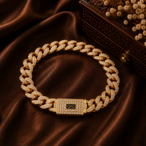 Premium Gold Plated Diamond Look Cuban Chain Bracelet for Men