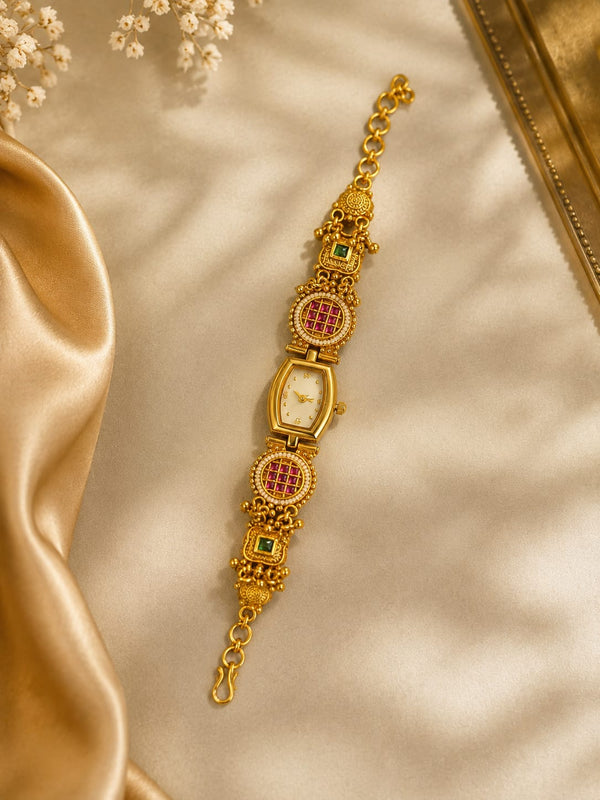 Heritage Premium Gold Plated Designer Bracelet Watch for Women