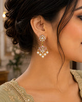 Premium Gold Plated Pearl Drop Earrings for Women – Elegant Party & Festive Wear