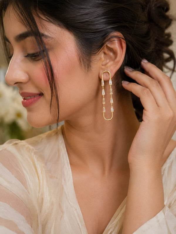 Heritage Gold Plated Long Drop Earrings for Women