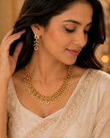 Women's Gold Plated American Diamond (AD) Necklace Set with Matching Earrings