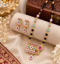Gold Plated Multicolor Beaded Necklace Set