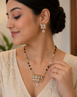 Gold Plated Multicolor Beaded Necklace Set