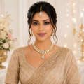 Premium Gold Plated CZ Necklace Set with Earrings & Maang Tikka