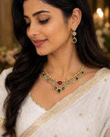 Gold Plated Multicolor Stone Necklace
